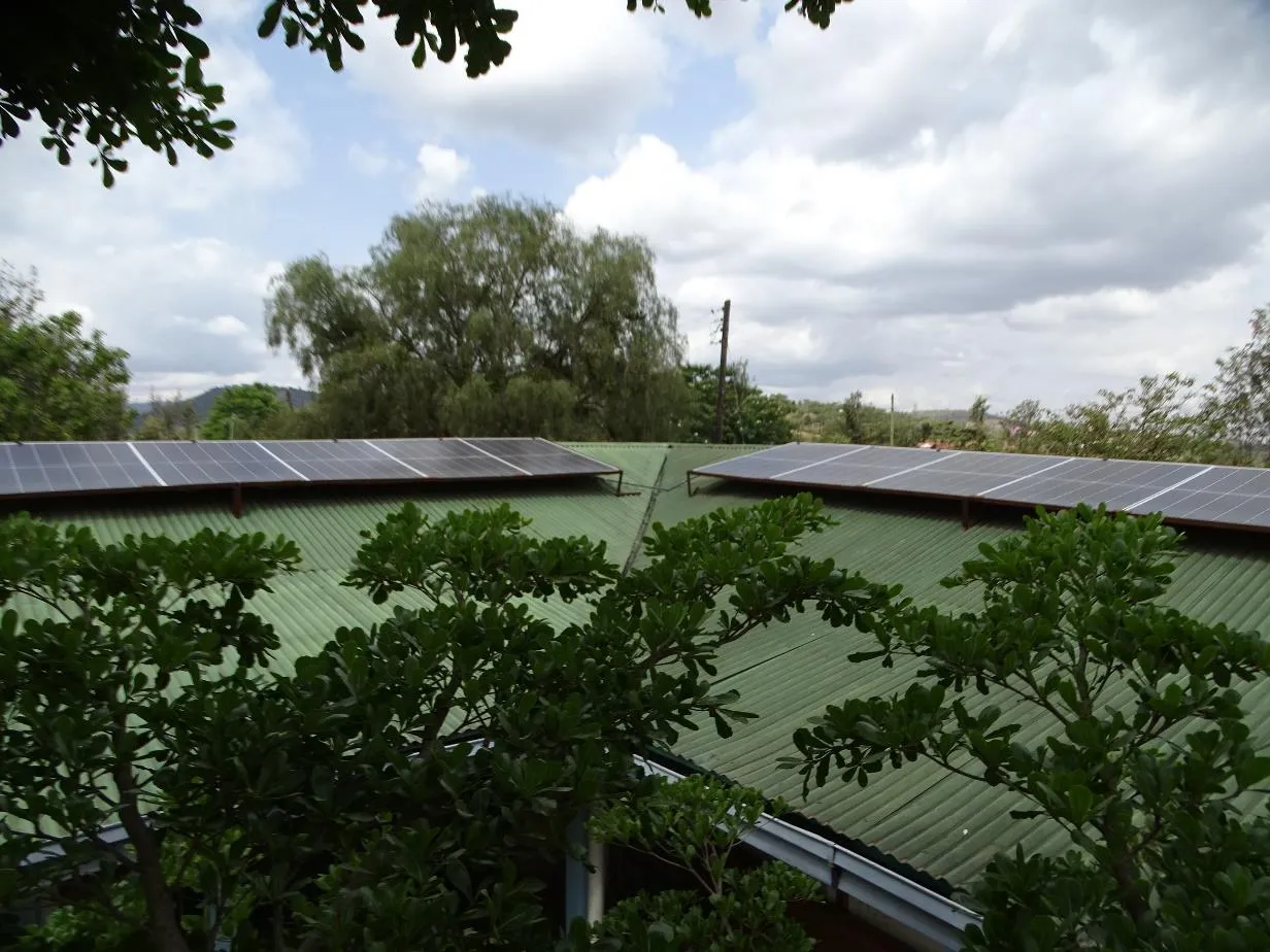 The solar panels installed on the Irene School campus in 2022, funded by a grant from Caritas.